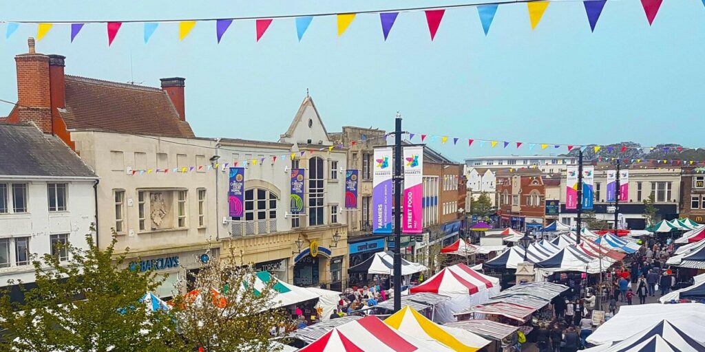 market day in Loughborough high street