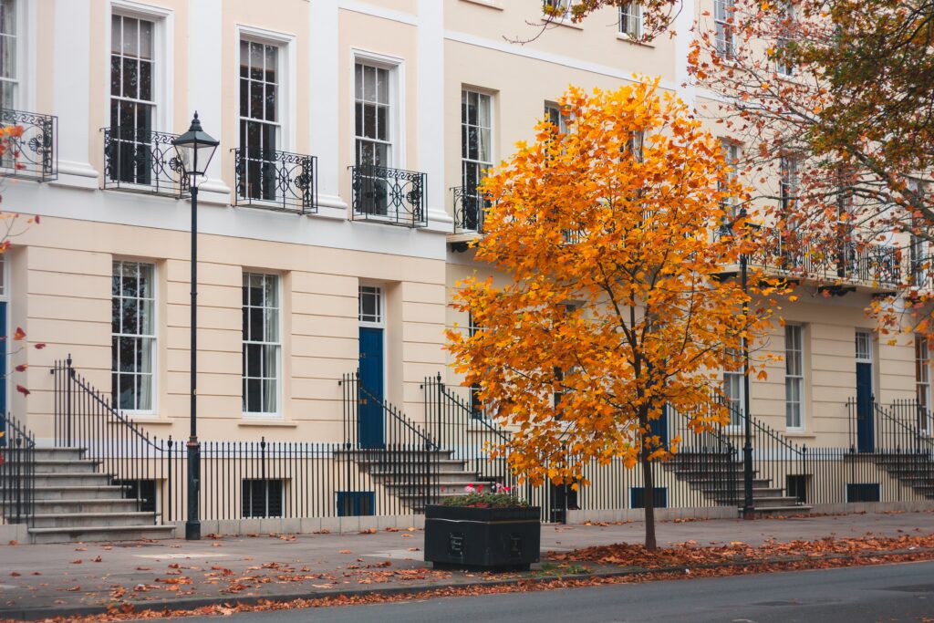 terrace of houses in Cheltenham, Gloucestershire