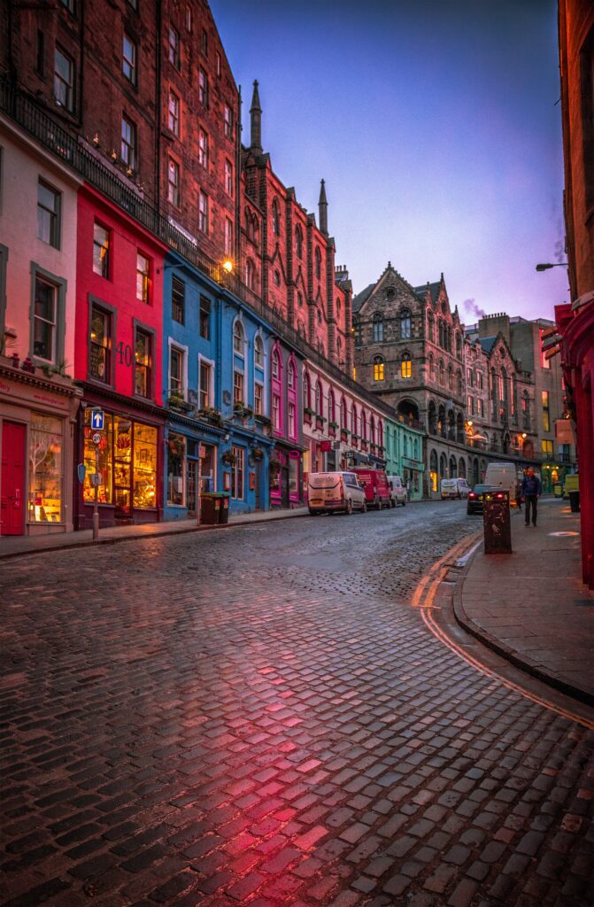 terrace of houses & shops in Edinburgh