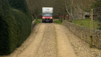 a GB Liners moving van on our client's driveway in Cirencester