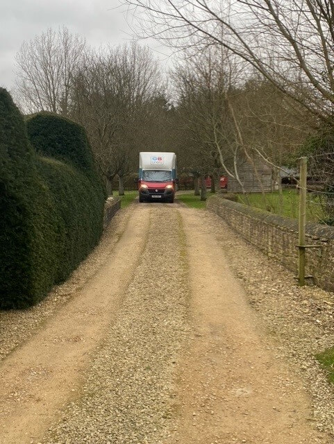 a GB Liners moving van on our client's driveway in Cirencester