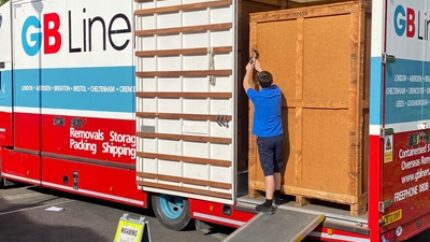 A GB Liners moving van is loaded with items for storage