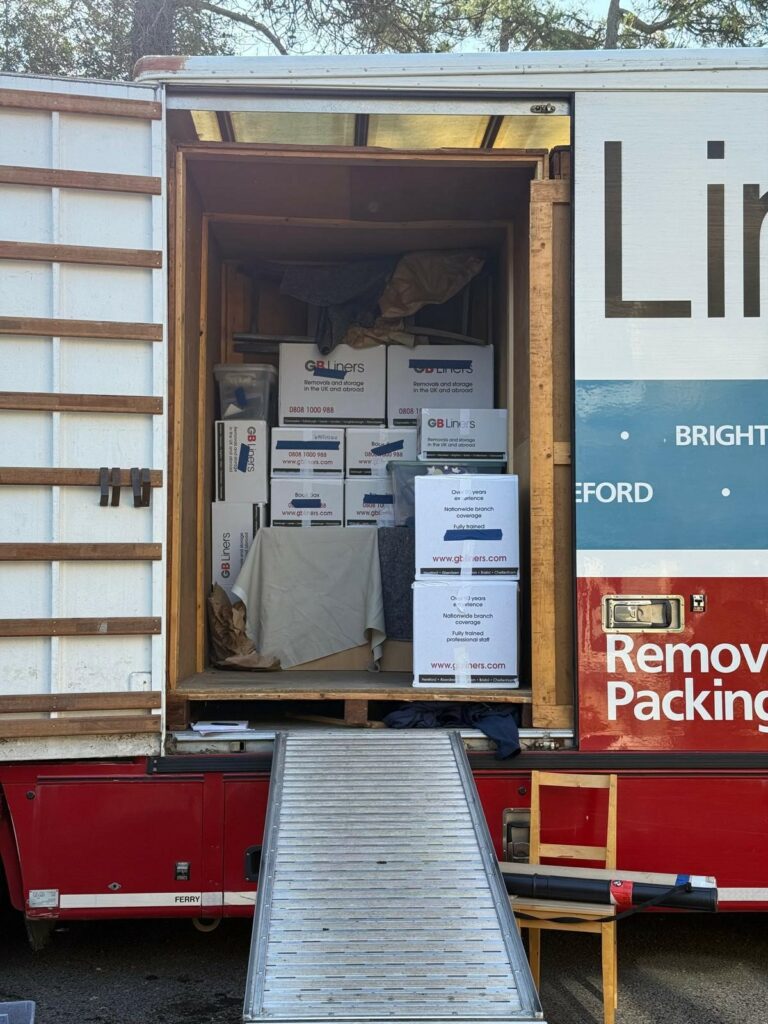 A GB Liners storage van, packed for transport